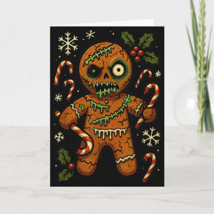Zombie Gingerbread Man Christmas Zombie T Shirt  Card