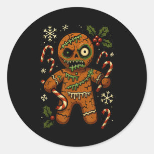 Zombie Gingerbread Man Christmas Zombie T Shirt Classic Round Sticker