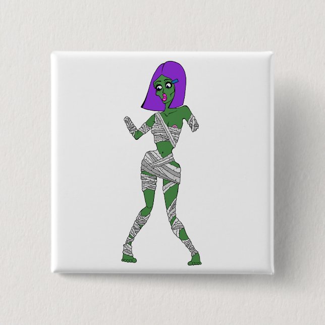Zombie Girl 2 Inch Square Button (Front)