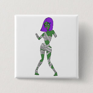 Zombie Girl 2 Inch Square Button