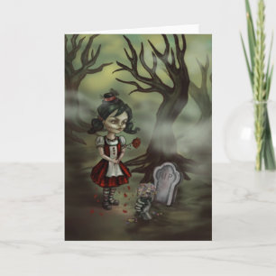 Zombie Girl Finds True Love in a Graveyard Holiday Card