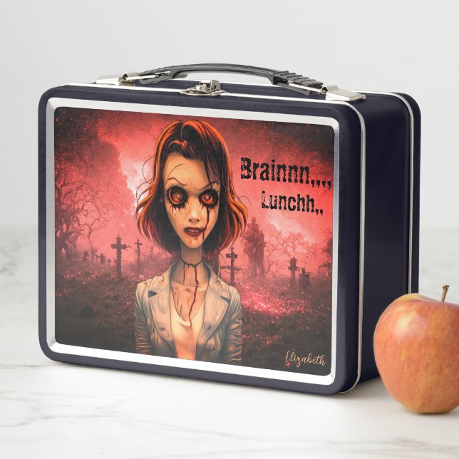 Zombie Girl Graveyard Halloween Metal Lunch Box (In Situ)