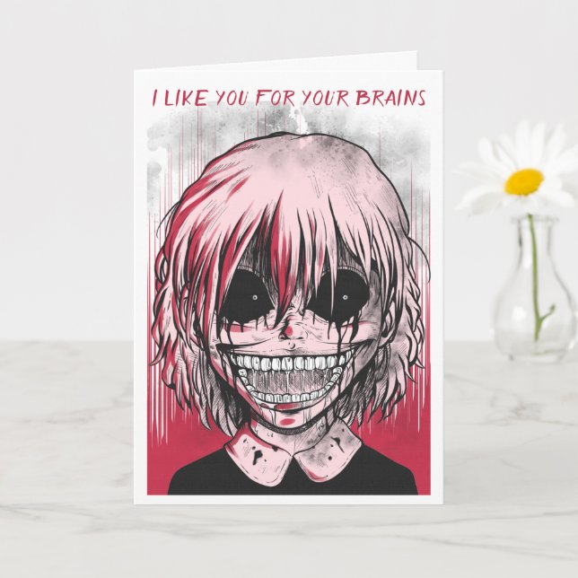 Zombie Girl Horror Style Funny Valentine's Day Card (Small Plant)
