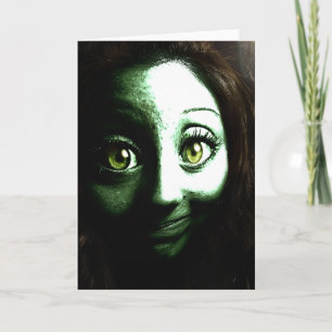 Zombie Girl Teenager with BIG eyes Card