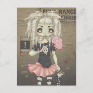 Zombie gosse fille mignonne carte postale undead g