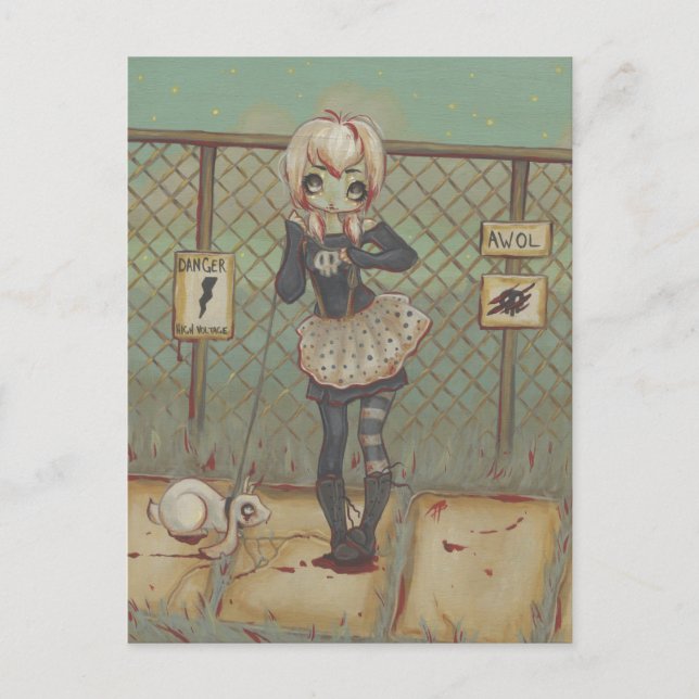 Zombie goth fille mignonne carte postale undead ja (Devant)