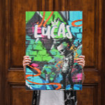Zombie Graffiti Room Décor Monogram Door Poster<br><div class="desc">Featuring a punk zombie boy on a bright, colourful graffiti background with your choice of personalization. Perfect for dorm rooms, kids rooms and more. Makes a great statement piece on your wall behind your bed. Add some colour to any kids room with this modern poster. Also makes a great personalized...</div>