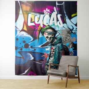 Zombie Graffiti Room Décor Monogram Tapestry