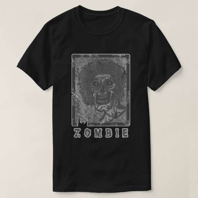 Zombie-Grey White Distressed T-Shirt (Design Front)