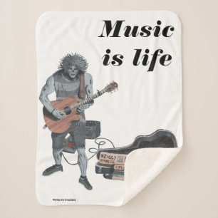 Zombie Guitar Music Fantasy Art Sherpa Blanket