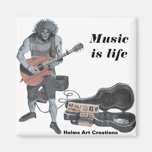 Zombie Guitar Musician Life Magnet (Front)
