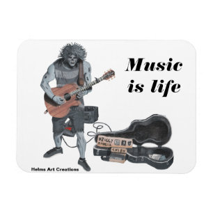Zombie Guitar Musician Life Refrigerator Magnet
