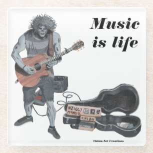 Zombie Guitar Musician Playing Music Glass Coaster