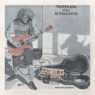 Zombie Guitar Rock Music Musician Glass Coaster