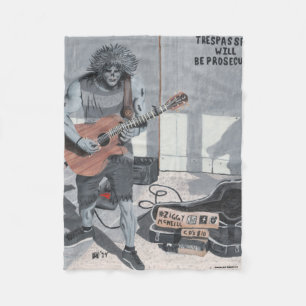 Zombie Guitar Street Musician Fantasy Art Blanket