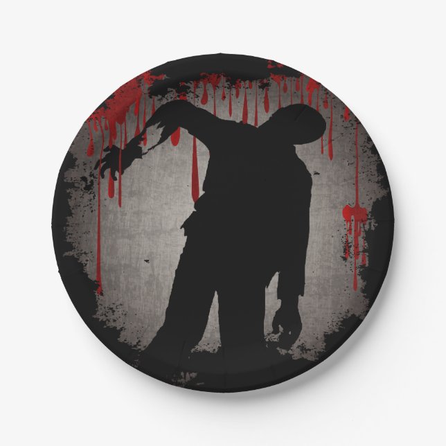 Zombie Halloween 7 Inch Paper Plate (Front)