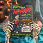 Zombie Halloween Birthday Party Invitations<br><div class="desc">Super fun Zombie birthday party invitations with three zombies, grungy background and back. Great for a sleepover, halloween party, or any occasion that includes scary zombies! To make more changes go to Personalize this template. On the bottom you’ll see “Want to customize this design even further? Click on the EDIT...</div>