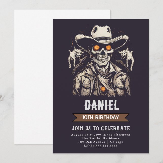 Zombie Halloween Occidentale Invitation Anniversai (Devant / Derrière)
