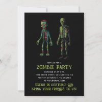 Zombie Halloween Party. Funny Spooky Green & Black