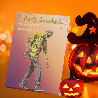 Zombie Halloween Party Snacks Pedestal Sign