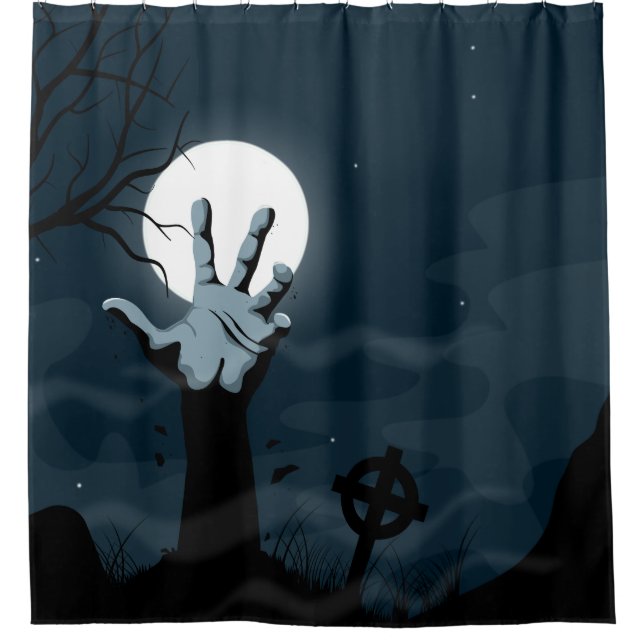 Zombie Hand Halloween Shower Curtain (Front)