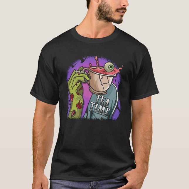 Zombie Hand Tea Time Spooky Halloween Costume T-Shirt (Front)