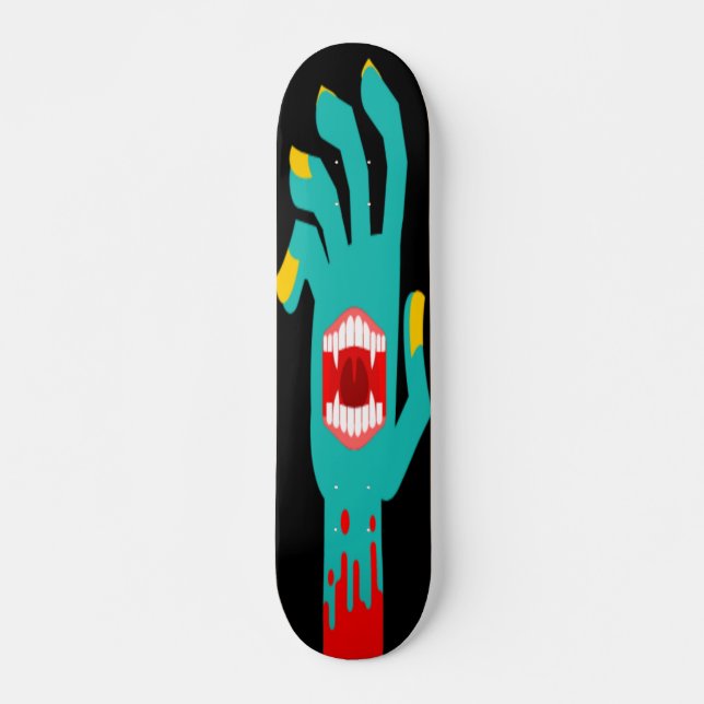 Zombie Hand with Mouth Vector Illustration Skateboard (Front)