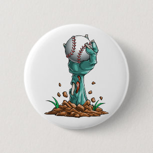 Zombie Hands Baseball Funny Halloween Horror Scary 2 Inch Round Button