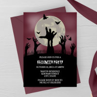 Zombie Hands Halloween Party Invitation