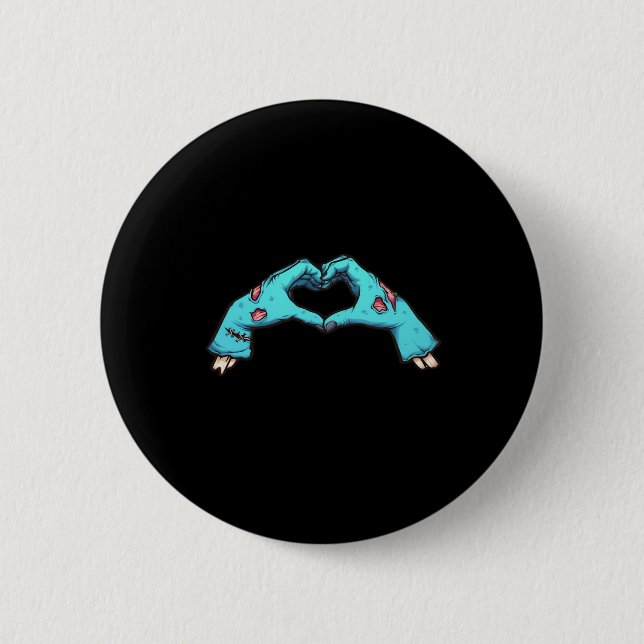Zombie Hands Heart Halloween Spooky 2 Inch Round Button (Front)