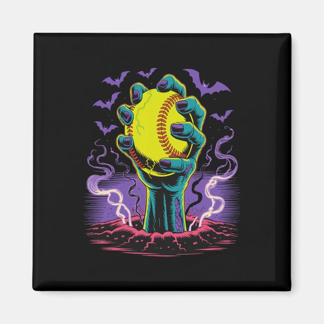 Zombie Hands Holding Softll Halloween Player  Magnet (Front)