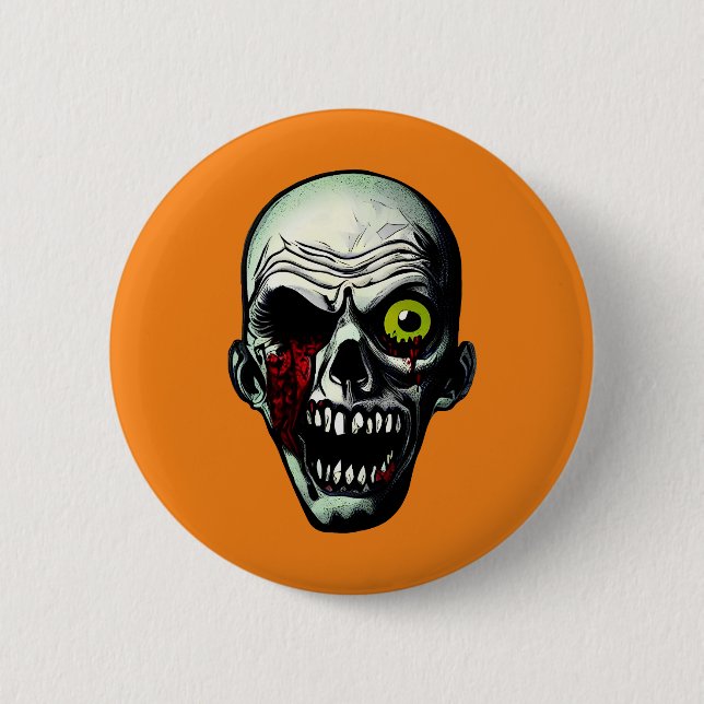 Zombie Head 2 Inch Round Button (Front)