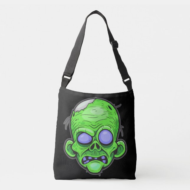 Zombie Head Illustration Art Crossbody Bag (Front)