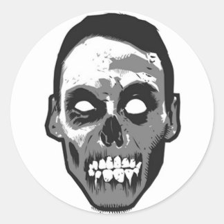 Zombie Head Logo Classic Round Sticker