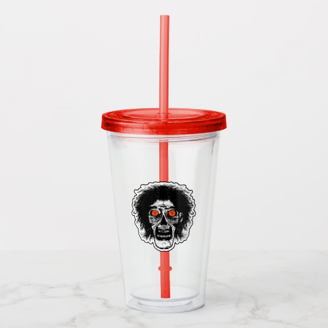 ZOMBIE HEAD Orange Eyes Acrylic Tumbler (Front)