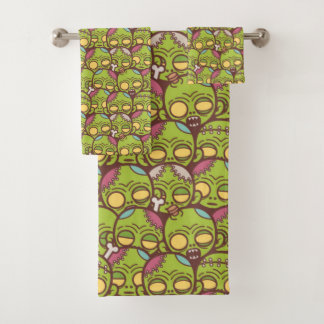 Zombie Head Seamless Pattern Bath Towel Set