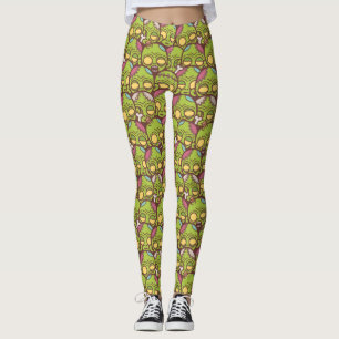 Zombie Head Seamless Pattern Leggings