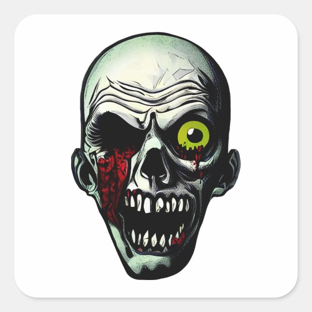 Zombie Head Square Sticker (Front)