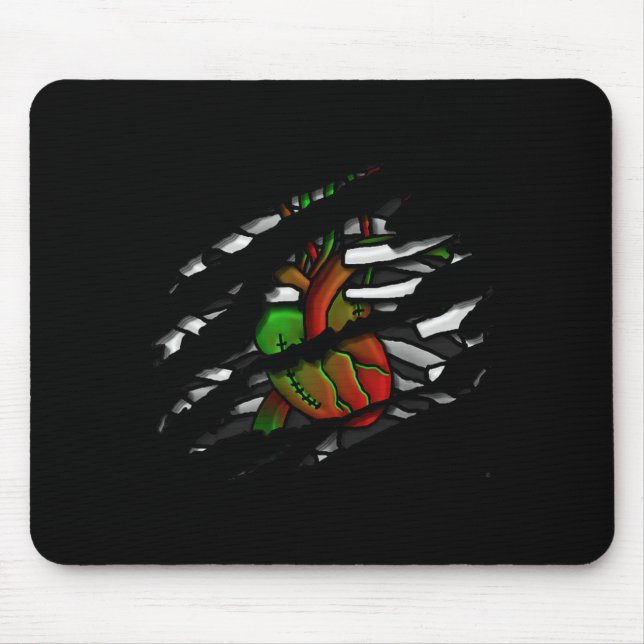 Zombie Heart And Bones Graphic Mouse Pad (Front)