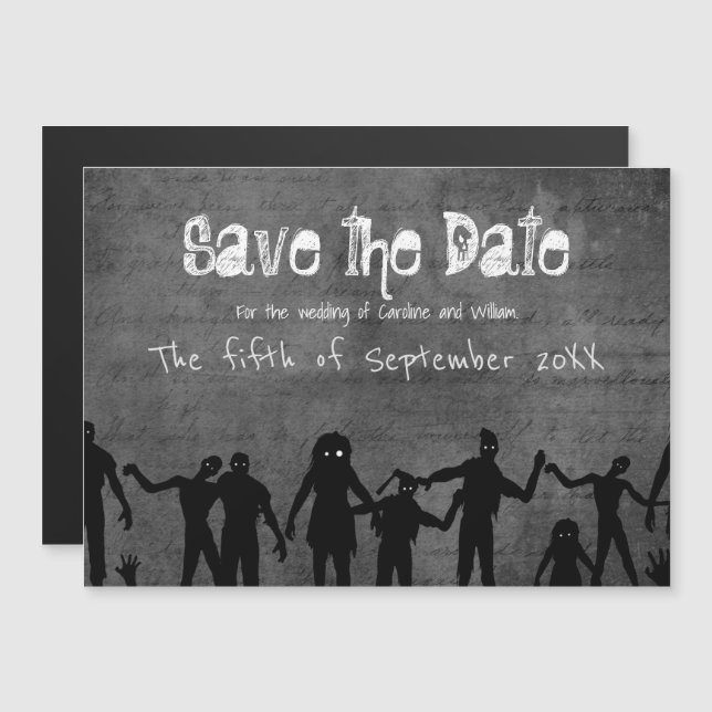 Zombie Horde Gothic Dark Save the Date Magnetic Invitation (Front/Back)