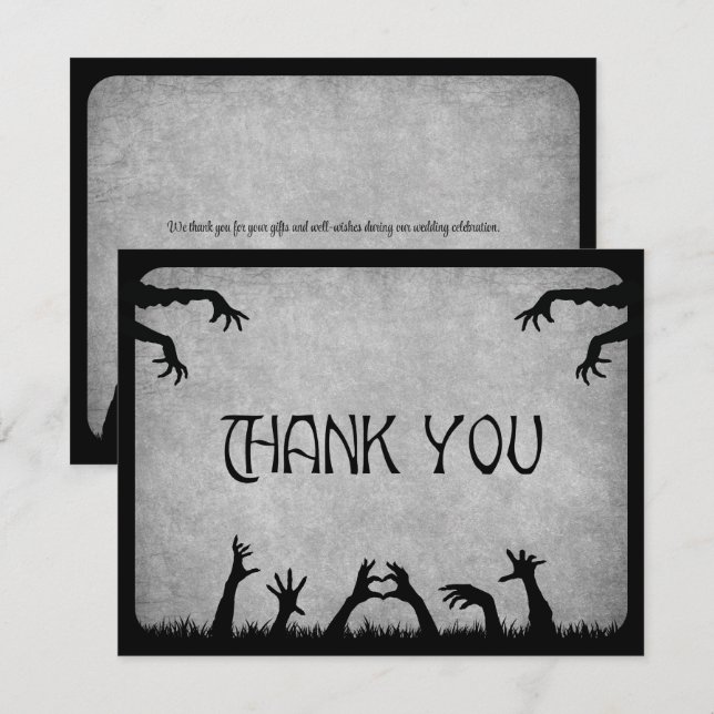 Zombie Horror Halloween Wedding Thank You Card (Front/Back)