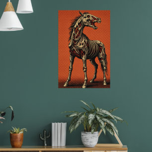 Zombie Horse on Bold Orange Scene Poster