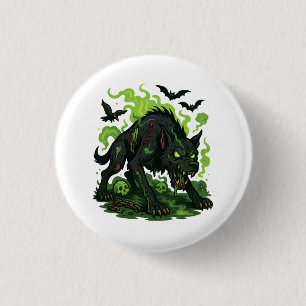 Zombie Hound of the Baskervilles – Cartoon Horror 1 Inch Round Button