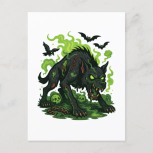 Zombie Hound of the Baskervilles – Cartoon Horror Holiday Postcard