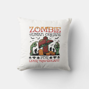 Zombie Human Organs Liver Transplant Halloween Gra Throw Pillow
