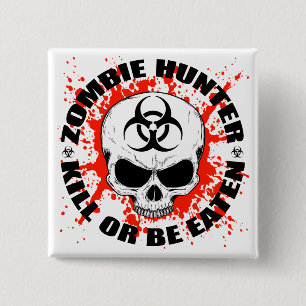 Zombie Hunter 3 2 Inch Square Button