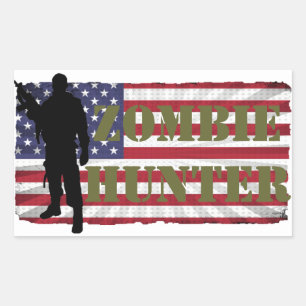 ZOMBIE HUNTER AMERICAN FLAG STICKER