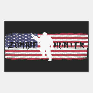 ZOMBIE HUNTER AMERICAN FLAG STICKER