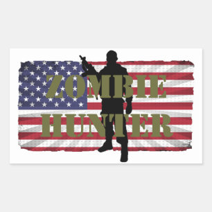 ZOMBIE HUNTER AMERICAN FLAG STICKER
