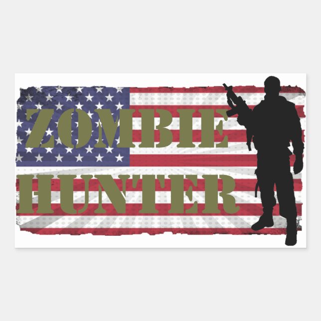 ZOMBIE HUNTER AMERICAN FLAG STICKER (Front)
